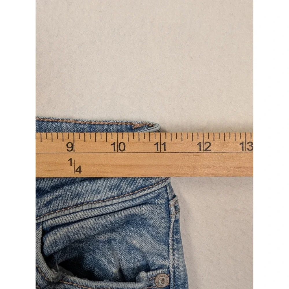 American Eagle Womens Jeans 0 Super Hi Rise Flare Distressed Blue